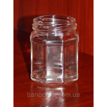 Банка скляна 229 мл з горловиною твіст 63 мм восьмигранна (24 штуки в упаковці)