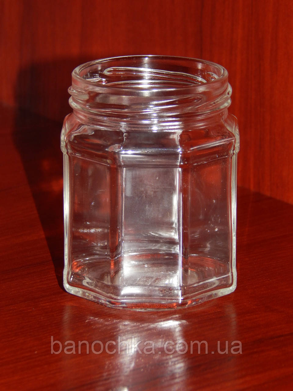 Банка скляна 229 мл з горловиною твіст 63 мм восьмигранна (24 штуки в упаковці)
