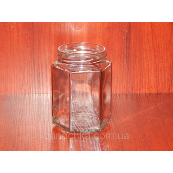 Банка скляна 280 мл з горловиною твіст 63 мм Шестигранник (20 штук в упаковці)