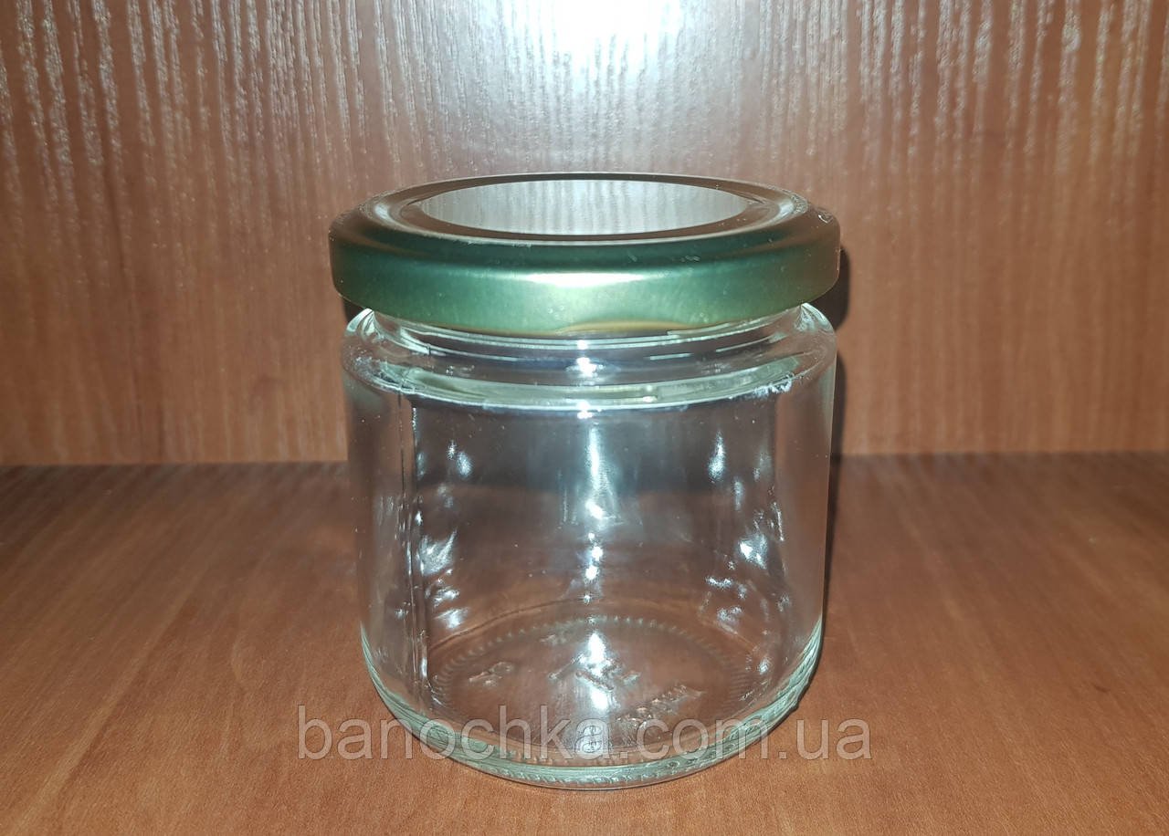 Банка скляна 200 мл із кришкою золото ТО 66 мм (24 штуки)