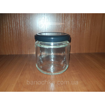 Банка скляна 200 мл із чорною кришкою ТО 66 (24 штуки)