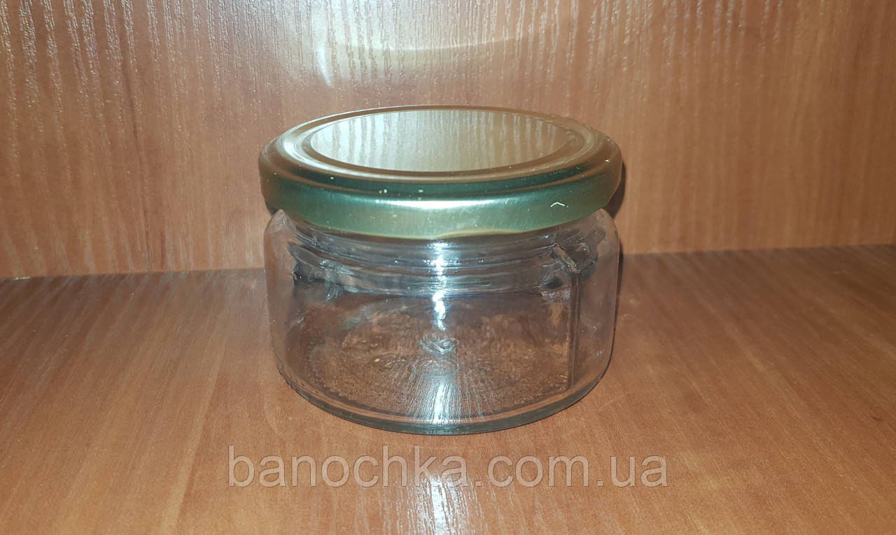 Банка скляна 250 мл із золотистою кришкою 82 мм (15 штук)