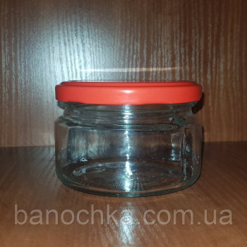Банка скло 250 мл з червоною кришкою ТО 82 мм (15 штук)