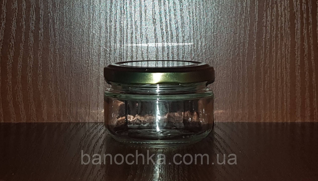 Банка скляна 100 мл з кришкою золото 66 мм (24 штуки)