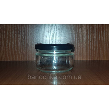 Банка скляна 100 мл з чорною кришкою 66 мм (24 штуки)