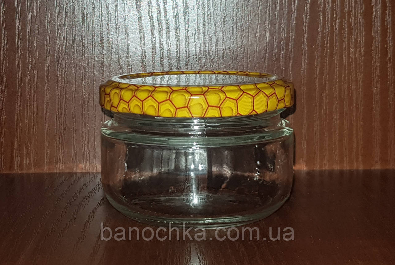 Банка скляна 100 мл з медовою кришкою 66 мм (24 штуки)