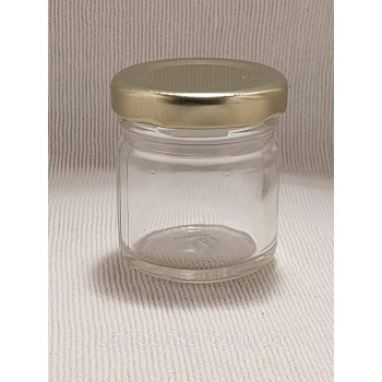 Банка скляна 42 мл із золотистою кришкою 43 мм (36 штук)