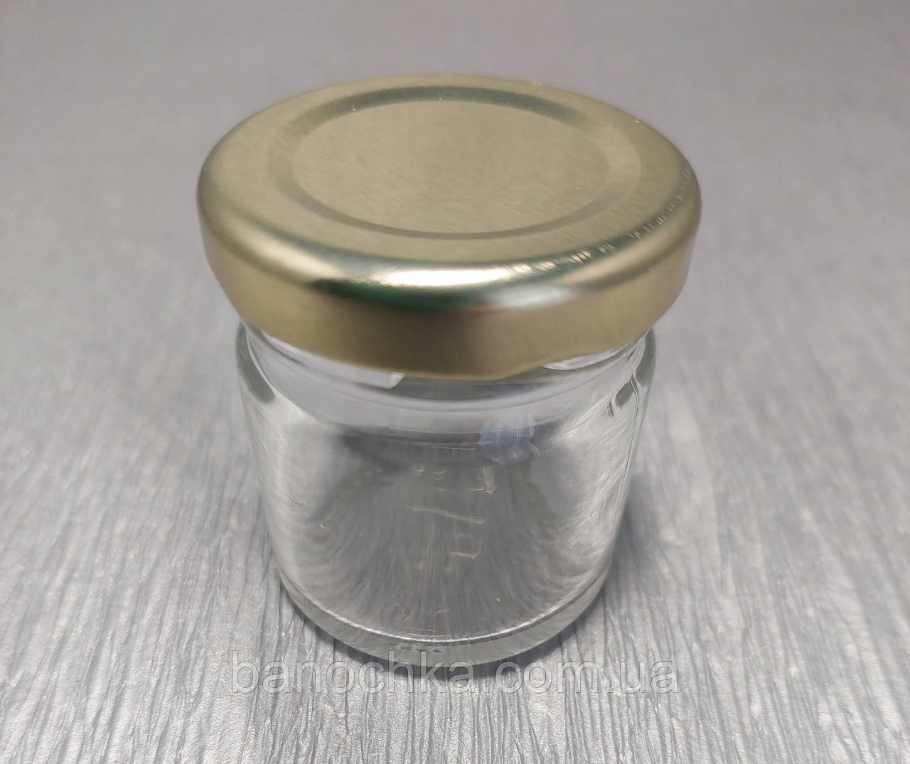 Банка скляна 42 мл із золотистою кришкою 43 мм (36 штук)