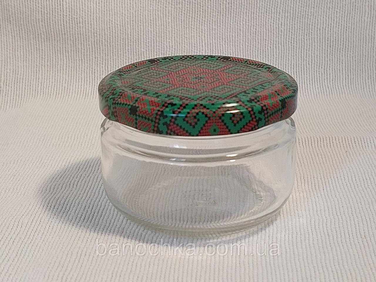 Банка скляна 100 мл з кришкою "Вишиванка" 66 мм (24 штуки)