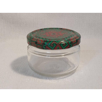 Банка скляна 100 мл з кришкою "Вишиванка" 66 мм (24 штуки)