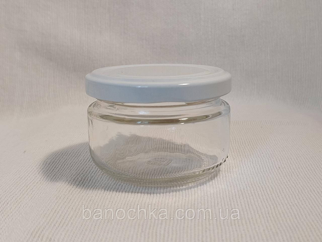 Банка скляна 100 мл з білою кришкою 66 мм (24 штуки)