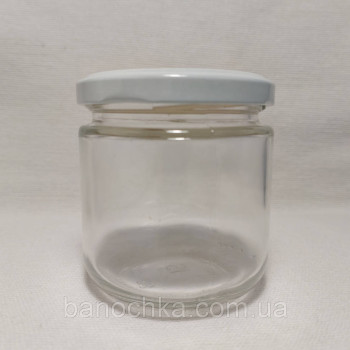 Банка скляна 200 мл з білою кришкою ТО 66 (24 штуки)