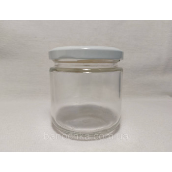 Банка скляна 200 мл з білою кришкою ТО 66 (24 штуки)