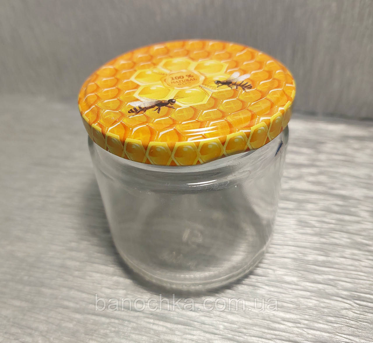Банка скляна 200 мл з медовою кришкою ТО 66 (24 штуки)