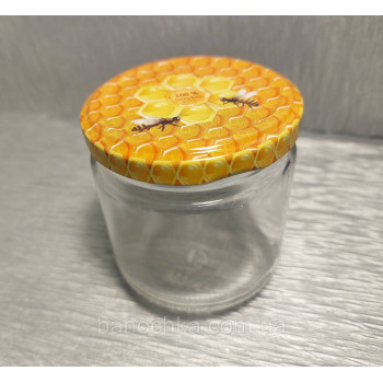 Банка скляна 200 мл з медовою кришкою ТО 66 (24 штуки)