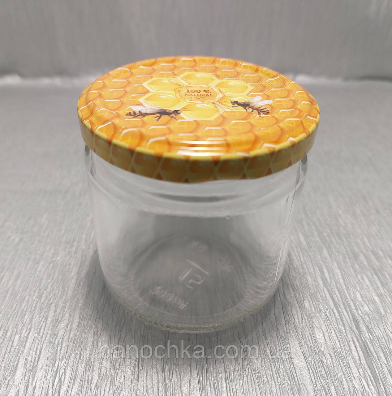 Банка скляна 200 мл з медовою кришкою ТО 66 (24 штуки)