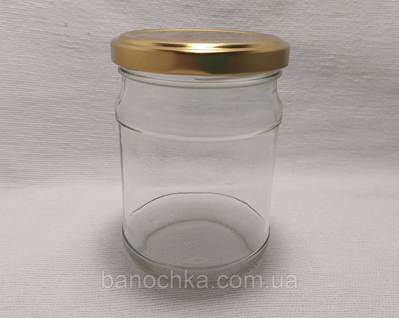 Банка скляна 250 мл із золотистою кришкою 66 мм (24 штуки)