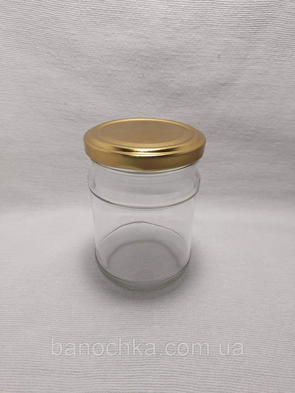 Банка скляна 250 мл із золотистою кришкою 66 мм (24 штуки)