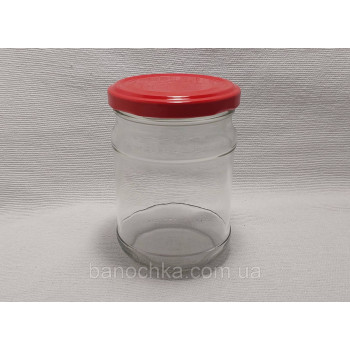 Банка скляна 250 мл з червоною кришкою 66 мм (24 штуки)