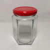 Банка скляна 280 мл шестигранна з червоною кришкою 63 мм (20 штук)