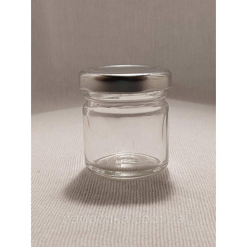 Банка скляна 42 мл із сріблястою кришкою 43 мм (24 штуки)