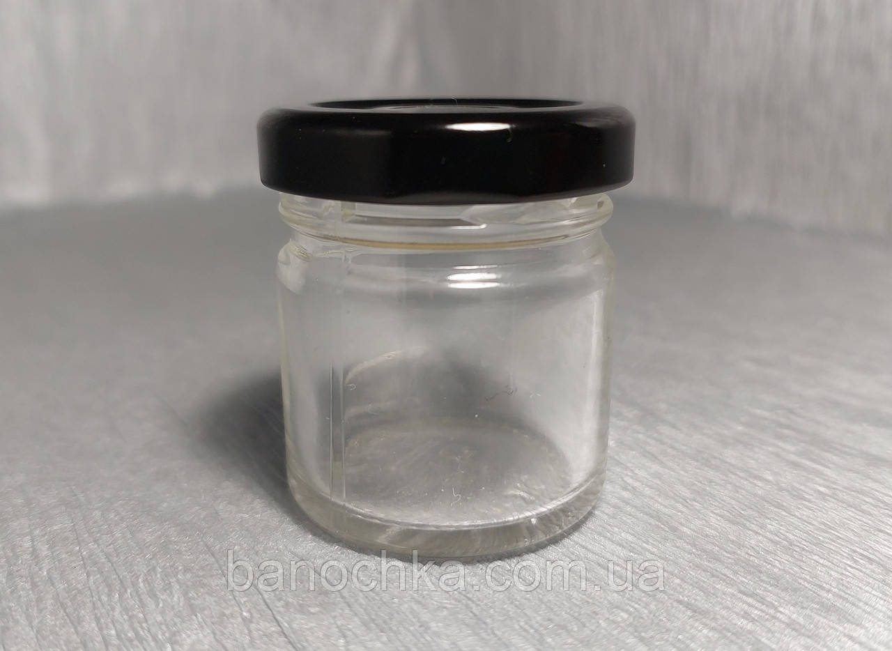 Банка скляна 42 мл з чорною кришкою 43 мм (24 штуки)