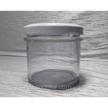 Банка скляна 135 мл з білою кришкою 63 мм (25 штук)