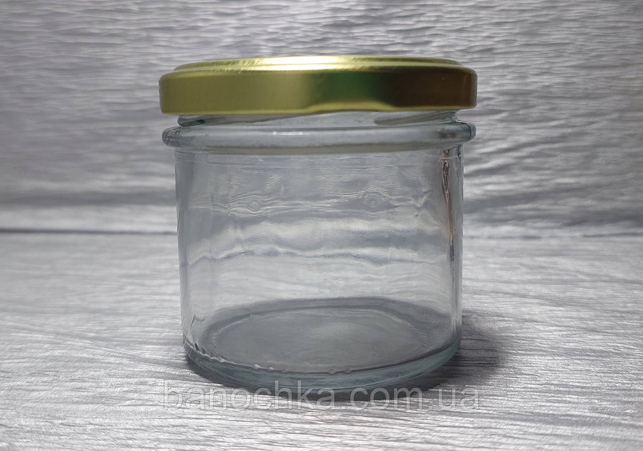 Банка скляна 135 мл з золотистою кришкою 63 мм (25 штук)