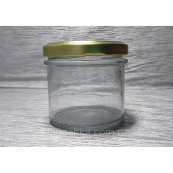 Банка скляна 135 мл з золотистою кришкою 63 мм (25 штук)