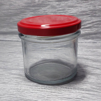 Банка скляна 135 мл з червоною кришкою 63 мм (25 штук)
