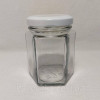 Банка скляна 196 мл шестигранна з білою кришкою (24 штуки)